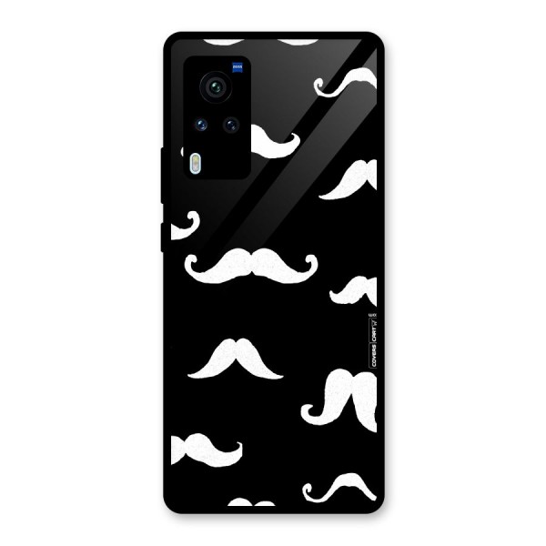 Moustache Pattern (White) Glass Back Case for Vivo X60 Pro