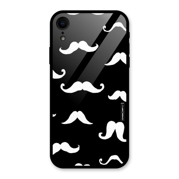 Moustache Pattern (White) Glass Back Case for XR