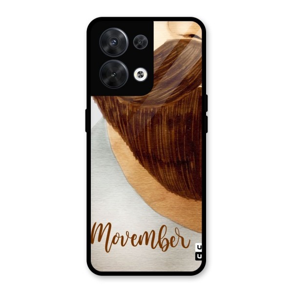 Movember Moustache Glass Back Case for Oppo Reno8 5G