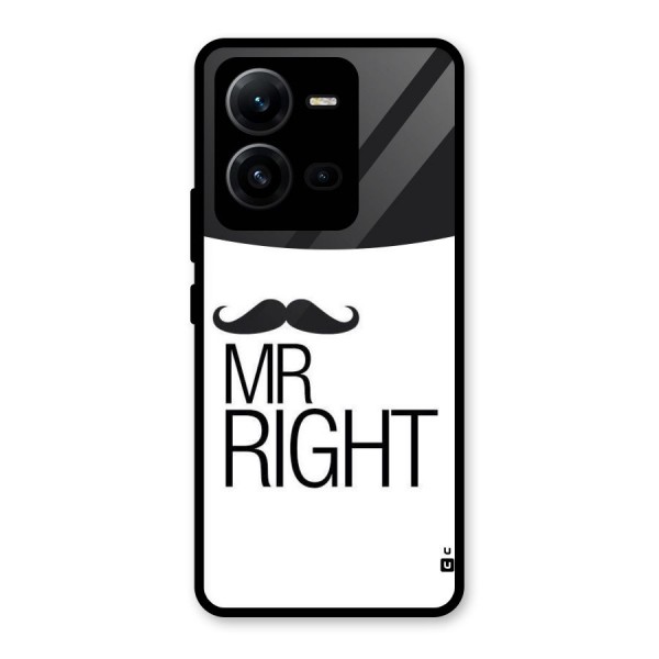 Mr. Right Moustache Glass Back Case for Vivo V25