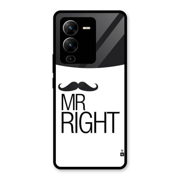 Mr. Right Moustache Glass Back Case for Vivo V25 Pro