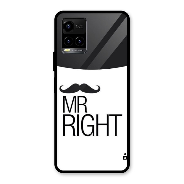 Mr. Right Moustache Glass Back Case for Vivo Y21A