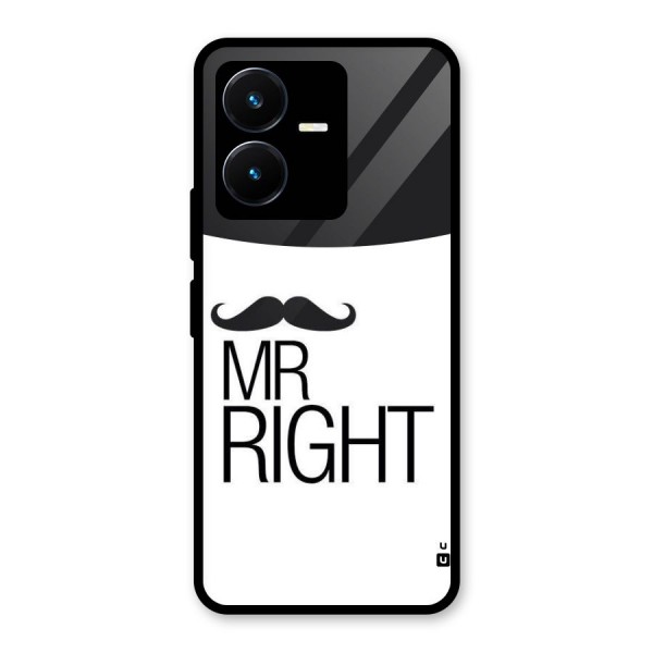 Mr. Right Moustache Glass Back Case for Vivo Y22