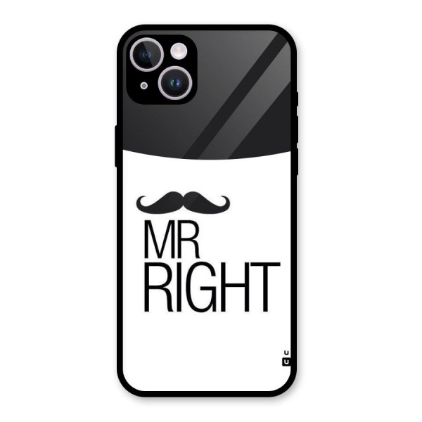 Mr. Right Moustache Glass Back Case for iPhone 14 Plus