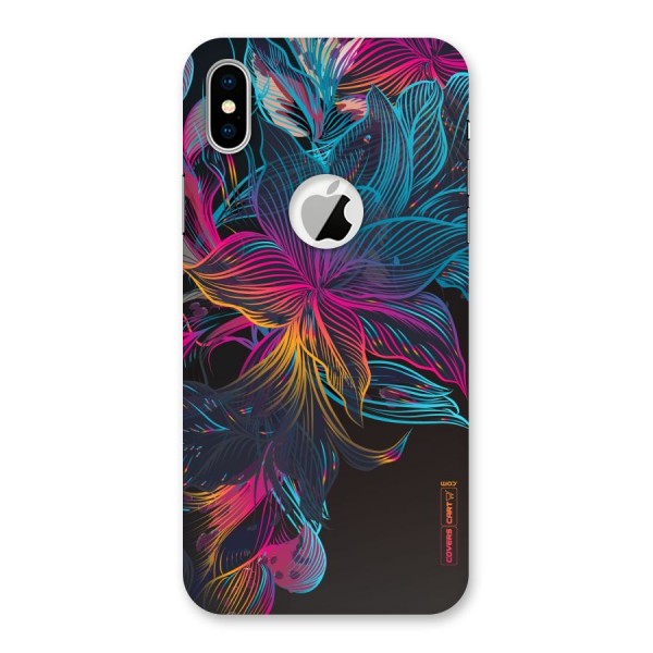 Multi-Colour Flowers Back Case for iPhone XS Logo Cut