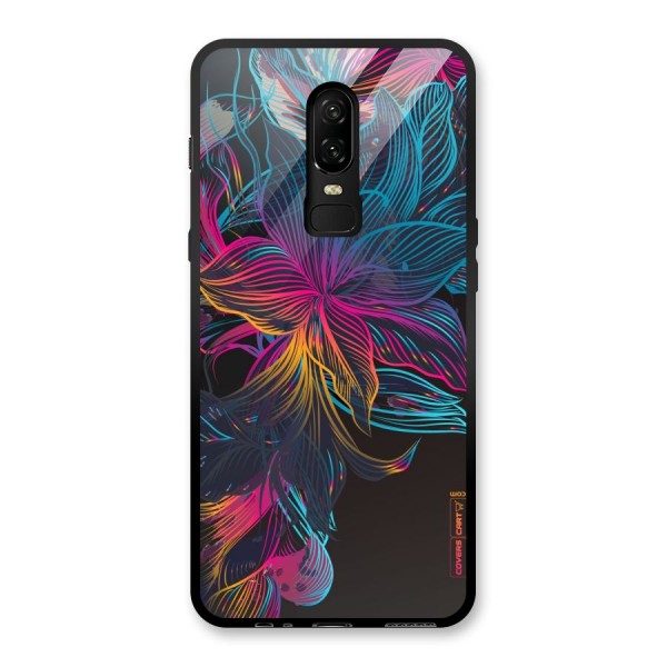 Multi-Colour Flowers Glass Back Case for OnePlus 6