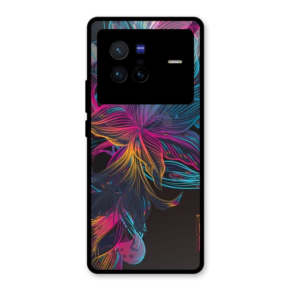 Multi-Colour Flowers Glass Back Case for Vivo X80