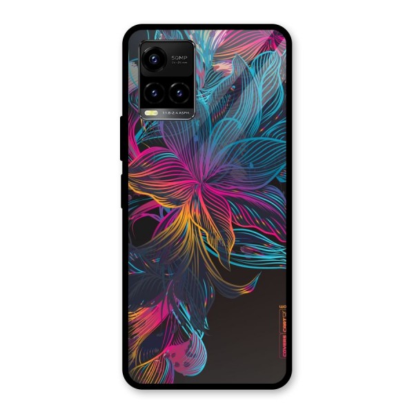 Multi-Colour Flowers Glass Back Case for Vivo Y21T