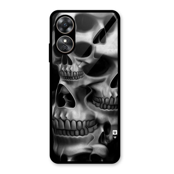 Multiple Skulls Glass Back Case for Oppo A17