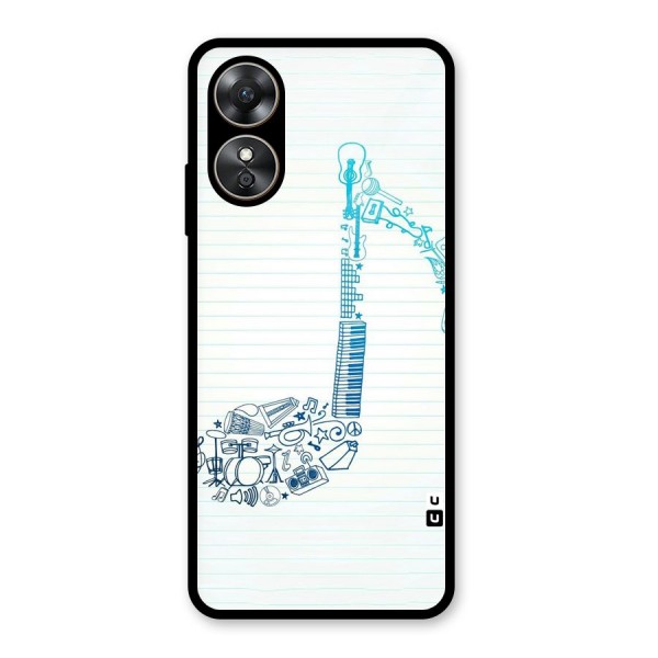 Music Note Design Glass Back Case for Oppo A17