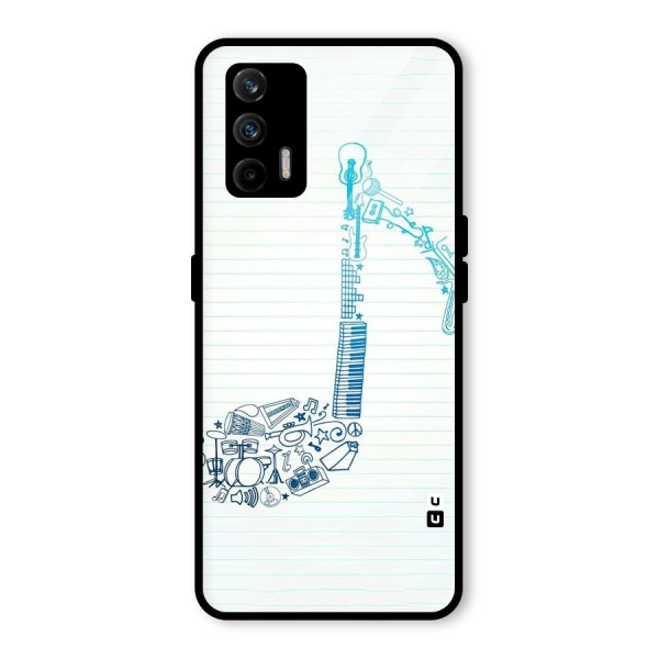 Music Note Design Glass Back Case for Realme X7 Max