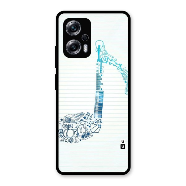 Music Note Design Glass Back Case for Redmi K50i