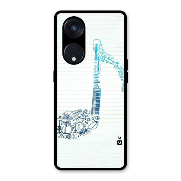 Music Note Design Glass Back Case for Reno8 T 5G