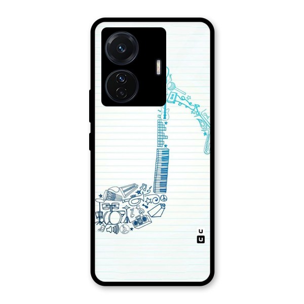 Music Note Design Glass Back Case for Vivo T1 Pro