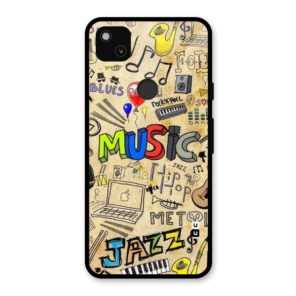 Music Pattern Glass Back Case for Google Pixel 4a