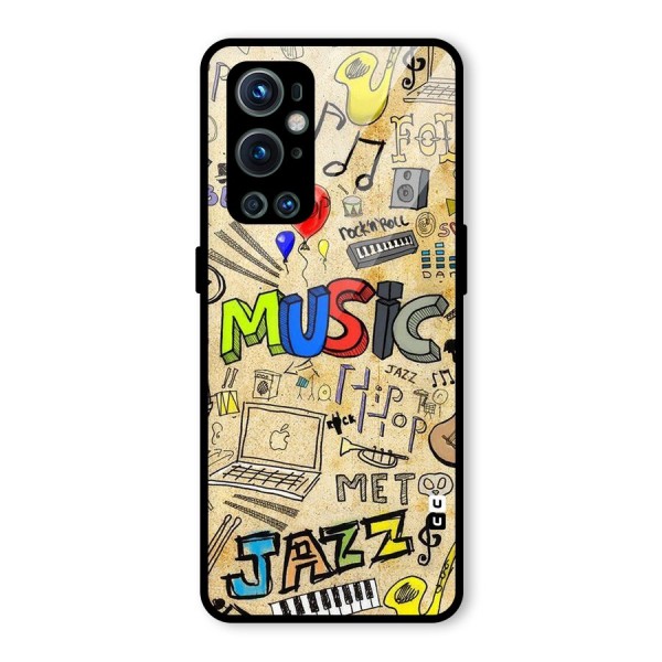 Music Pattern Glass Back Case for OnePlus 9 Pro