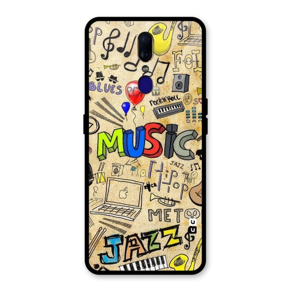 Music Pattern Glass Back Case for Oppo F11