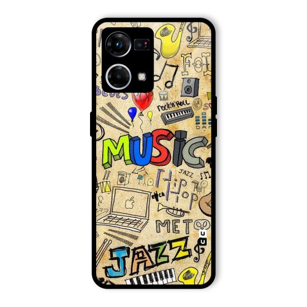 Music Pattern Glass Back Case for Oppo F21s Pro 4G