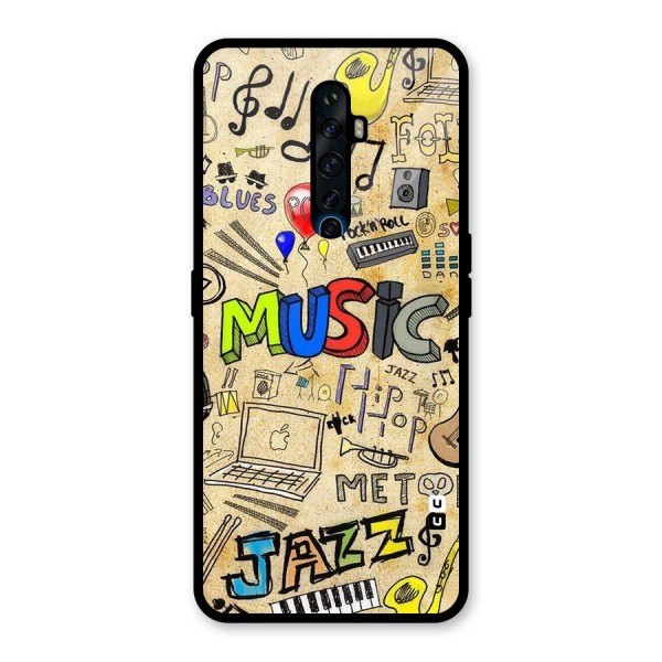 Music Pattern Glass Back Case for Oppo Reno2 Z