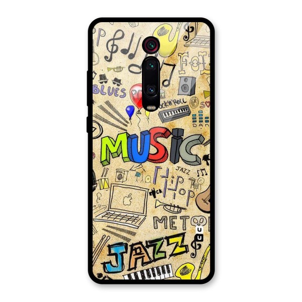 Music Pattern Glass Back Case for Redmi K20