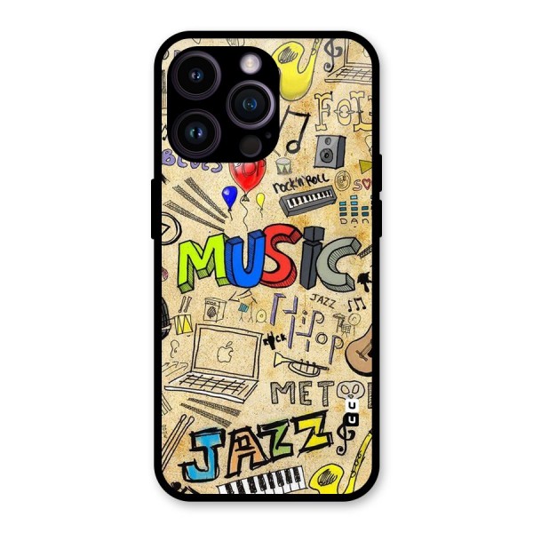 Music Pattern Glass Back Case for iPhone 14 Pro Max