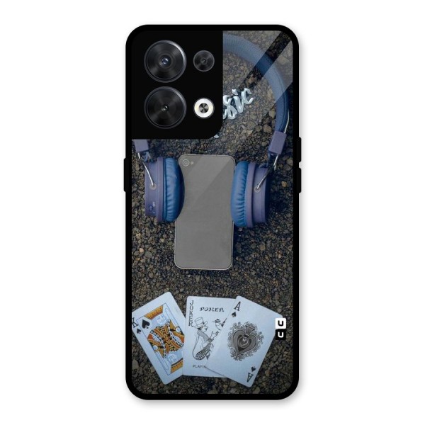 Music Power Cards Glass Back Case for Oppo Reno8 5G