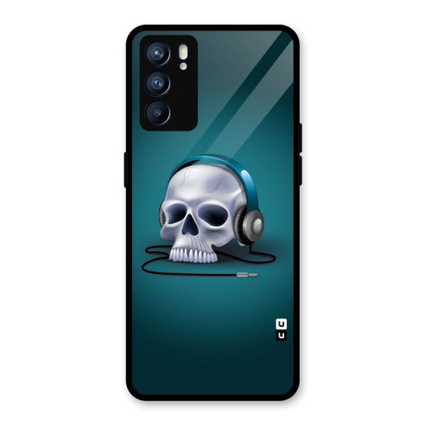 Music Skull Glass Back Case for Oppo Reno6 5G