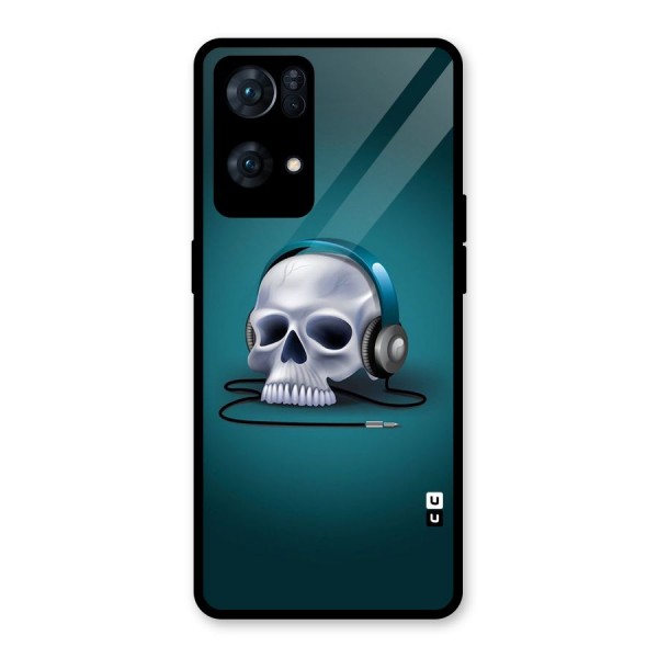 Music Skull Glass Back Case for Oppo Reno7 Pro 5G