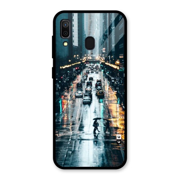 NY Streets Rainy Glass Back Case for Galaxy A30