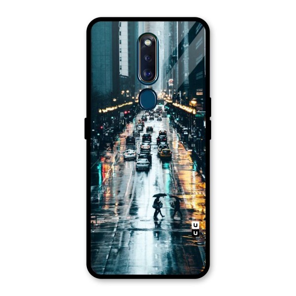 NY Streets Rainy Glass Back Case for Oppo F11 Pro