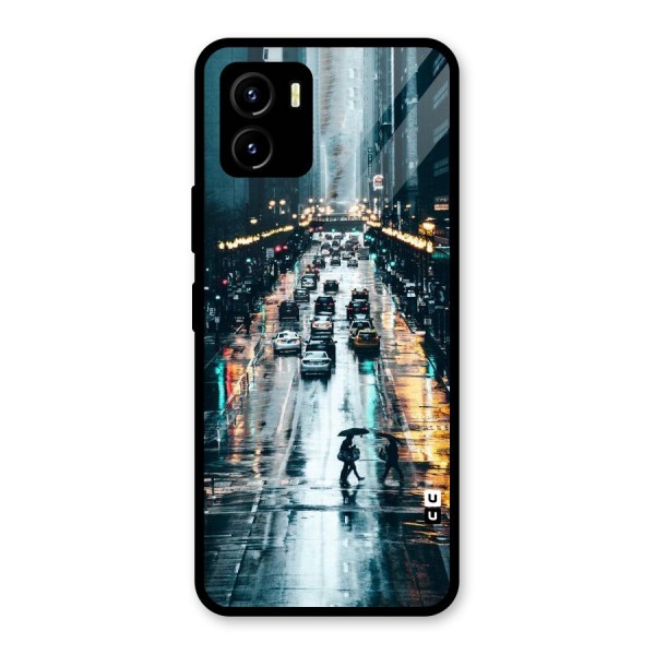 NY Streets Rainy Glass Back Case for Vivo Y15s