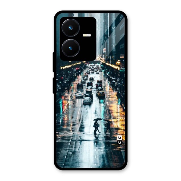 NY Streets Rainy Glass Back Case for Vivo Y22