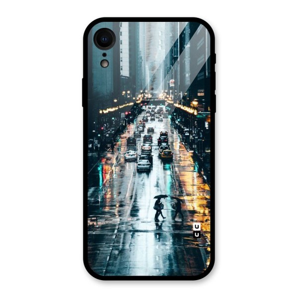 NY Streets Rainy Glass Back Case for XR