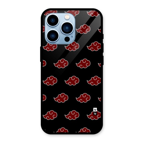 Naruto Akatsuki Pattern Glass Back Case for iPhone 13 Pro