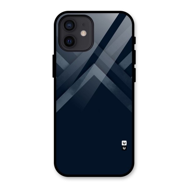 Navy Blue Arrow Glass Back Case for iPhone 12