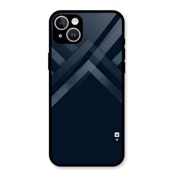 Navy Blue Arrow Glass Back Case for iPhone 14 Plus