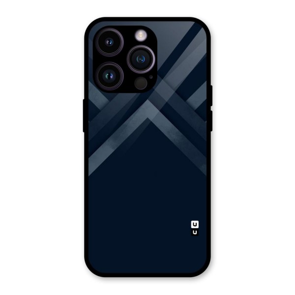 Navy Blue Arrow Glass Back Case for iPhone 14 Pro