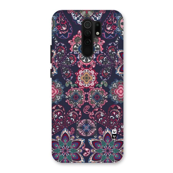 Navy Blue Bloom Pattern Back Case for Redmi 9 Prime