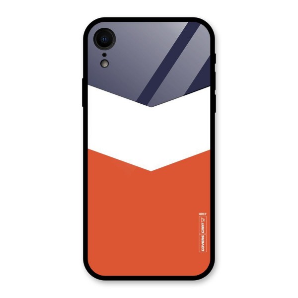 Navy Blue White Orange Arrow Glass Back Case for XR