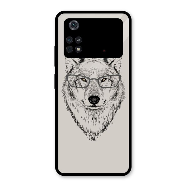 Nerdy Wolf Glass Back Case for Poco M4 Pro 4G