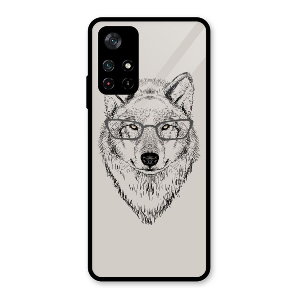 Nerdy Wolf Glass Back Case for Poco M4 Pro 5G