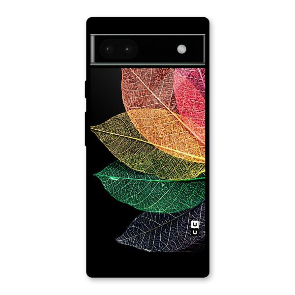 Net Leaf Color Design Glass Back Case for Google Pixel 6a