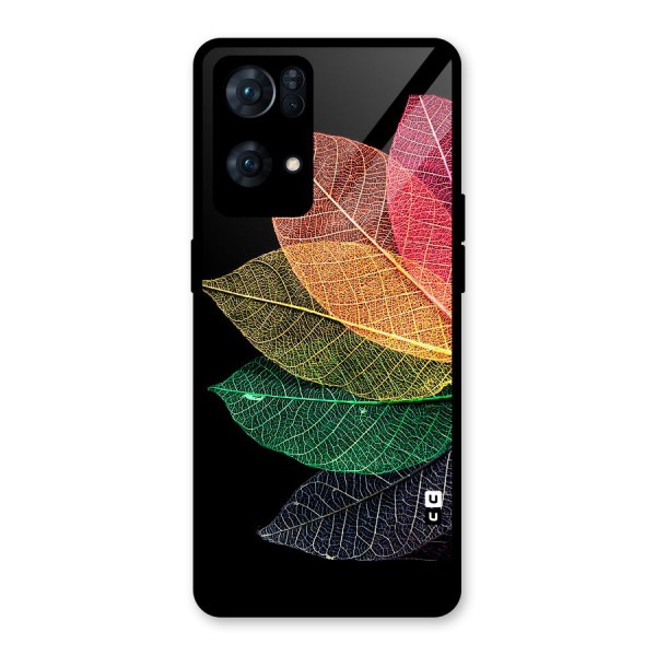 Net Leaf Color Design Glass Back Case for Oppo Reno7 Pro 5G