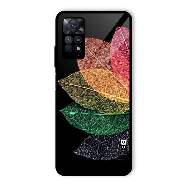 Net Leaf Color Design Glass Back Case for Redmi Note 11 Pro