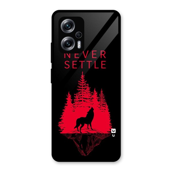 Never Settle Wolf Glass Back Case for Redmi K50i