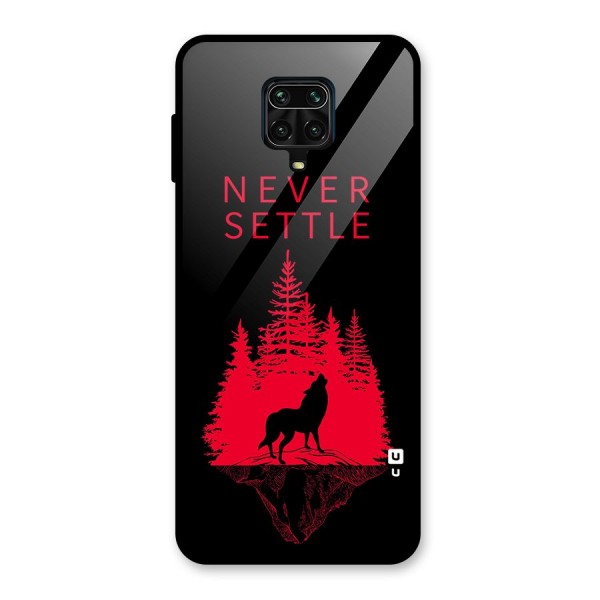 Never Settle Wolf Glass Back Case for Redmi Note 9 Pro