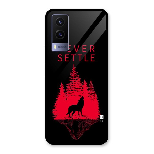 Never Settle Wolf Glass Back Case for Vivo V21e 5G