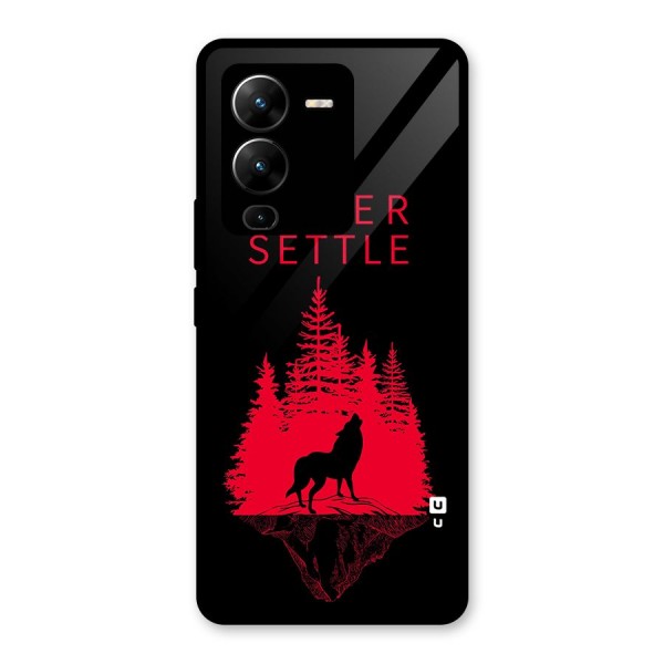 Never Settle Wolf Glass Back Case for Vivo V25 Pro