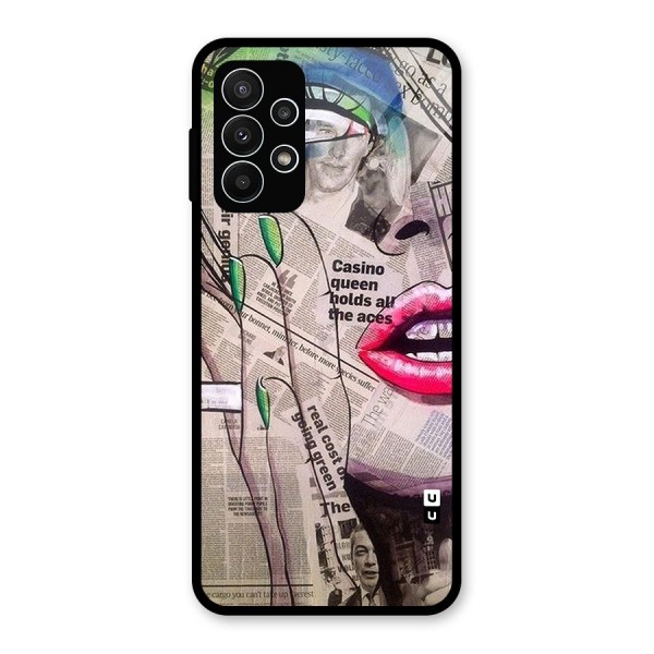 Newspaper Girl Art Glass Back Case for Galaxy A23