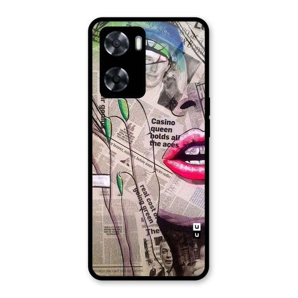 Newspaper Girl Art Glass Back Case for Oppo A57 2022